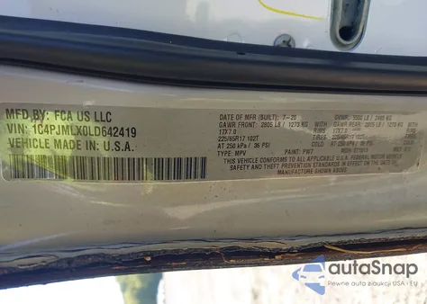 2020 Jeep Cherokee Latitude Lux 4X4 из США, поврежденный, VIN 1C4PJMLX0LD642419